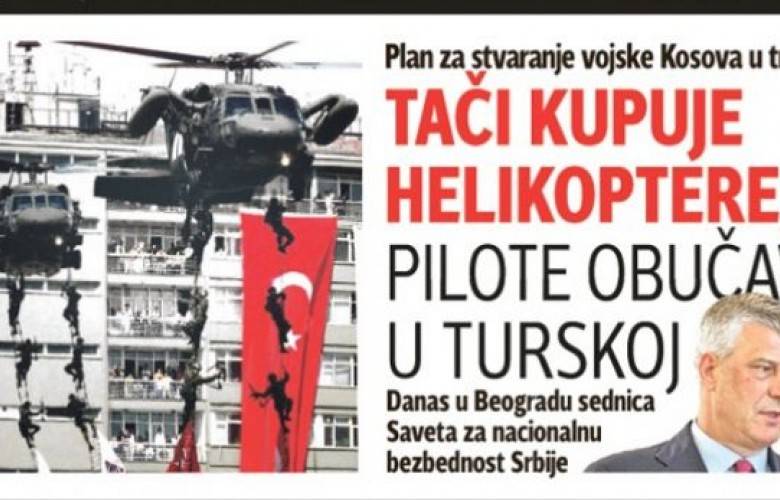 Sırp Basını: Thaçi Helkopterler Alıyor,  Pilotlar Türkiye'de Eğitiliyor