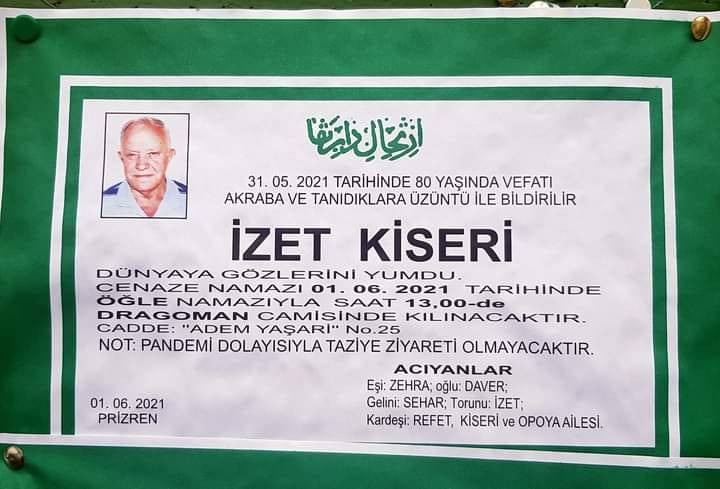 İzzet Kiseri Kaybettik
