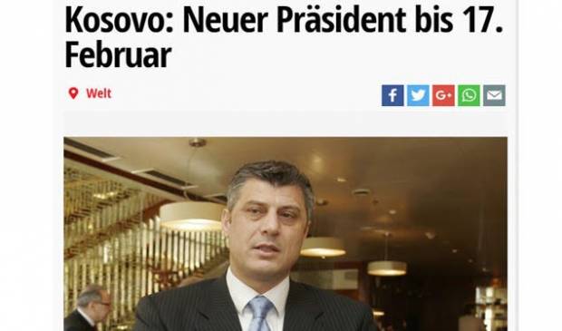 Avusturya Gazetesi: Thaçi Cumhurbaşkanı