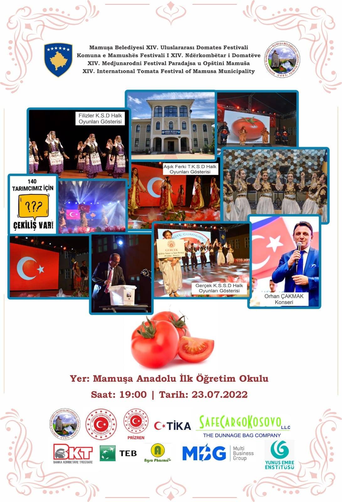14. Uluslararası Domates Festivali Saat 19.00’da Başlayacak