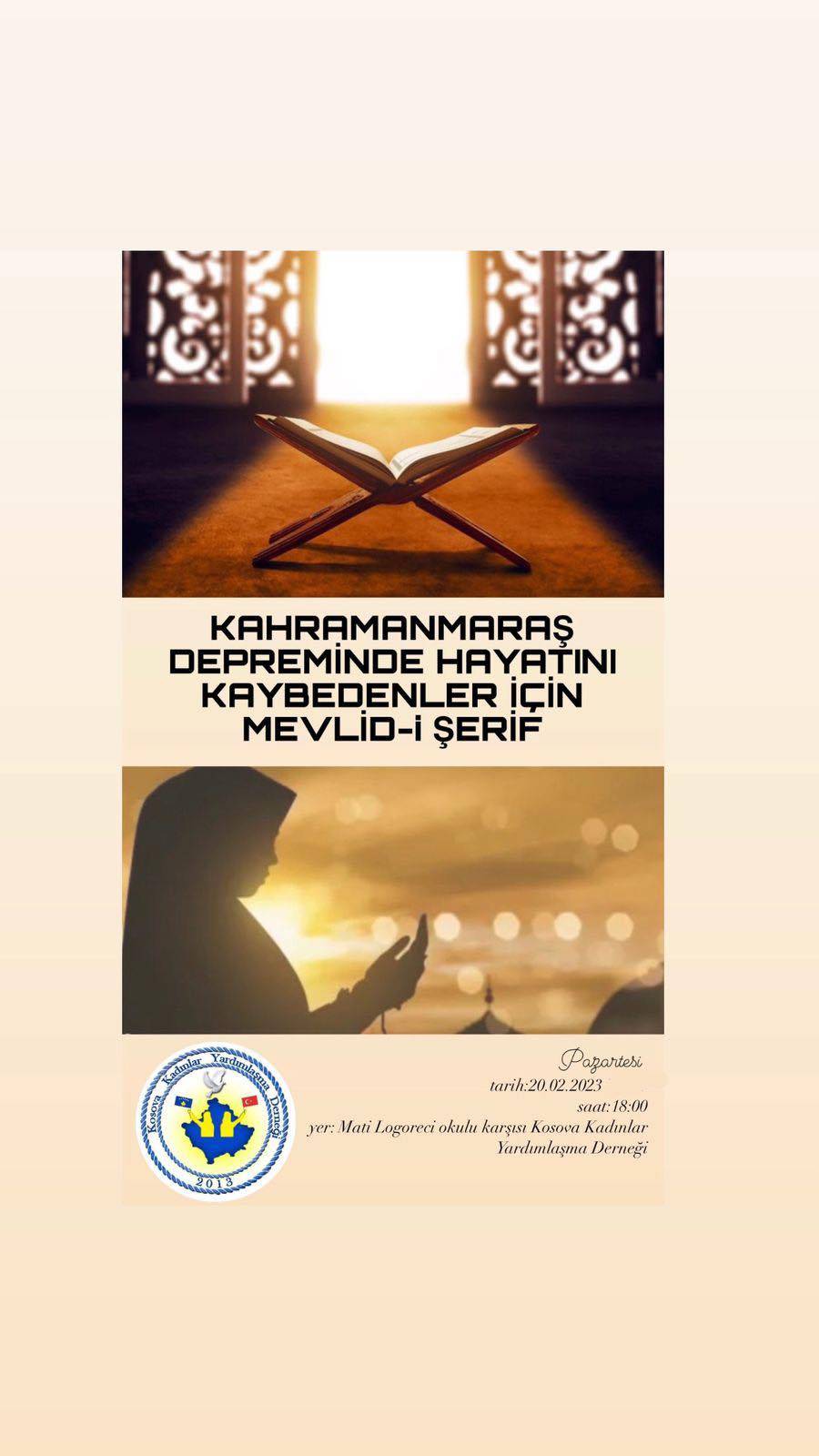 Depremde Hayatını Kaybedenler İçin Mevlid-i Şerif Okutulacak