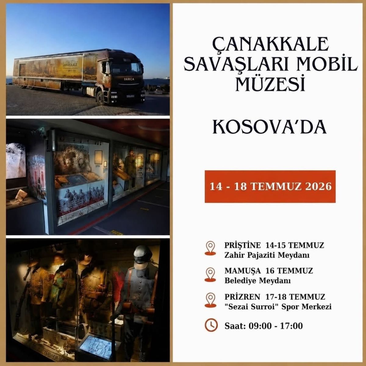 Çanakkale Savaşları Mobil Müzesi Priştine'de Ziyaretçilere Kapılarını Açtı