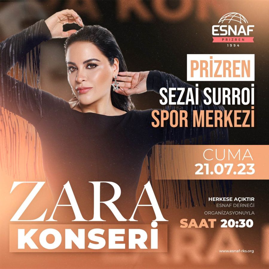 Cuma Saat 20:30’da Prizren’n’de Zara Konser Verecek