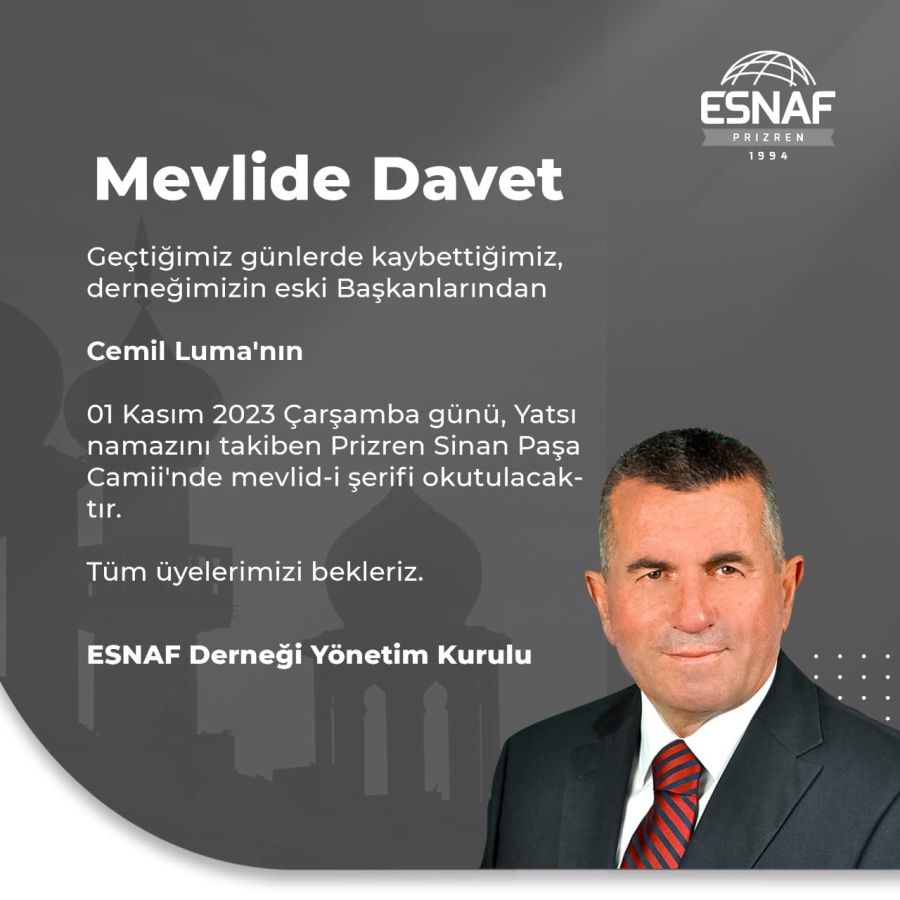 Cemil Luma Mevlid-i Şerif ile Anılacak