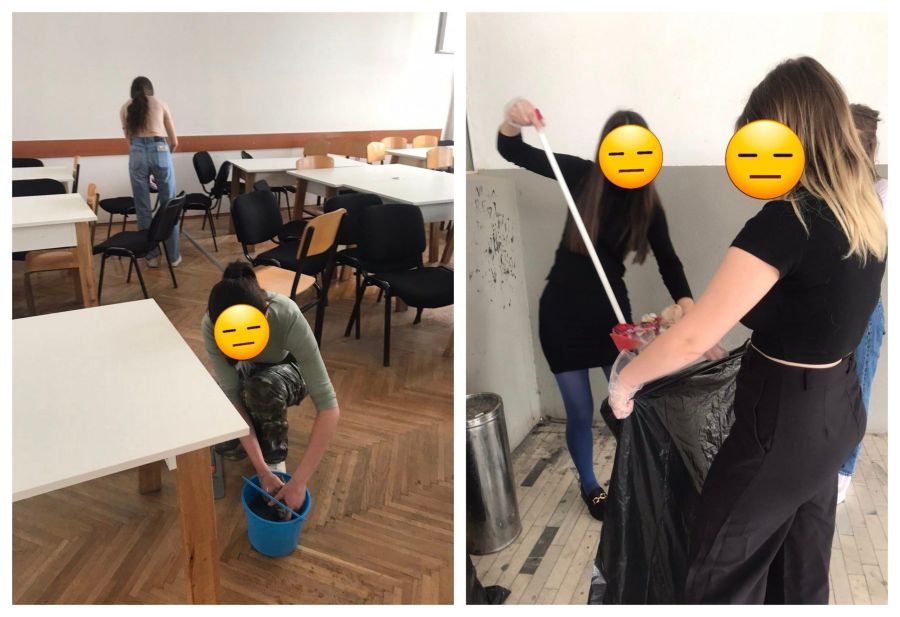 Teknik Çalışanların Grevi Nedeniyle Öğrenciler Üniversiteyi Temizliyor