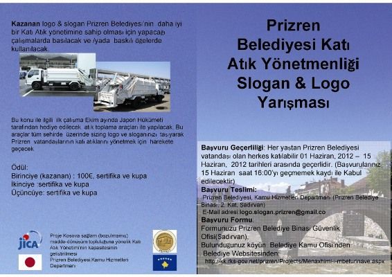 Prizren Belediyesi Katı Atık Slogan & Logo Yarışması Düzenliyor