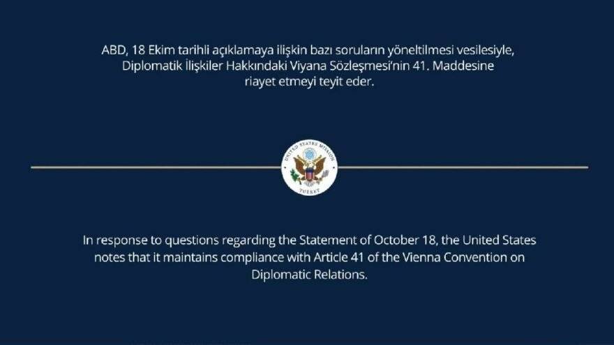ABD’nin Türkiye Büyükelçiliği’nden açıklama geldi