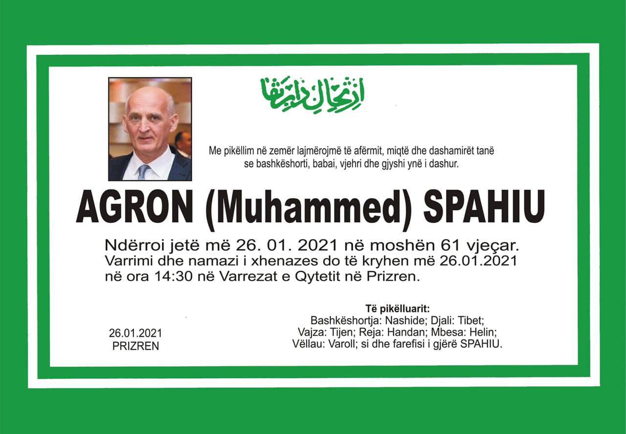 Agron Spahiu Vefat Etti