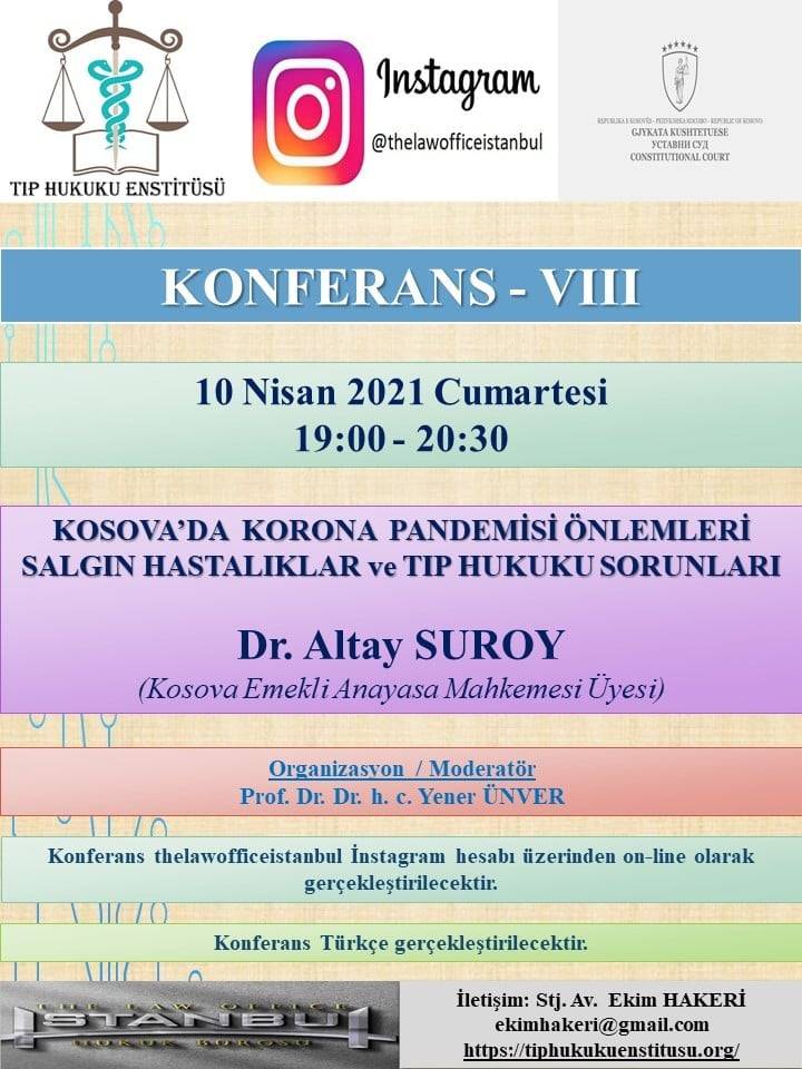 Kosova’da Korona Pandemisi Önlemleri Salgın Hastalıklar ve Tıp Hukuku Sorunları