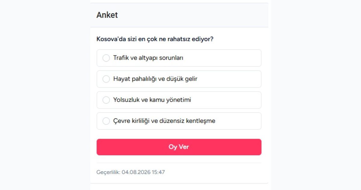 Kosova'da Günlük Yaşamınızı En Çok Etkileyen Sorun Sizce Hangisi?
