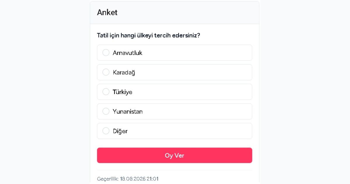 Anket: Tatil Tercihiniz Hangisi?