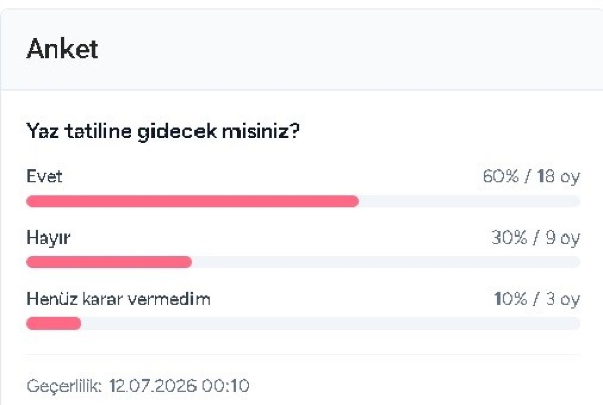 Yaz Tatili Anketinde Çoğunluk "Evet" Dedi