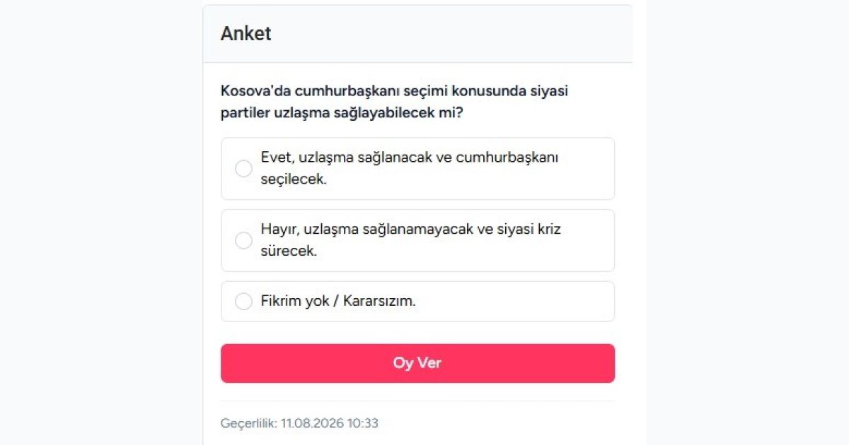 Kosovahaber'in Yeni Anketi Yayında!