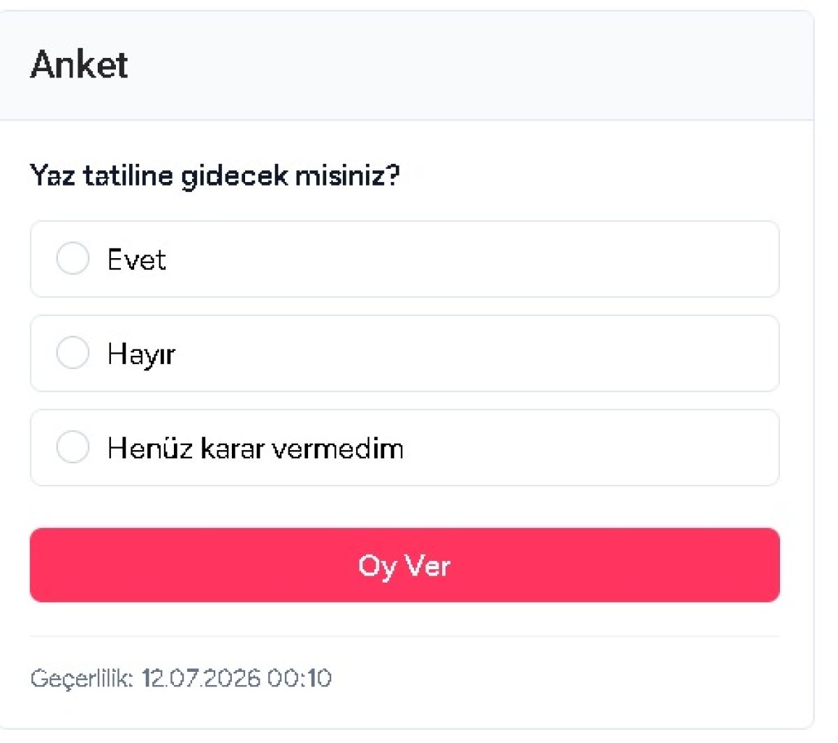 Yeni Anketimiz Yayında: Yaz Tatiline Gidecek misiniz?
