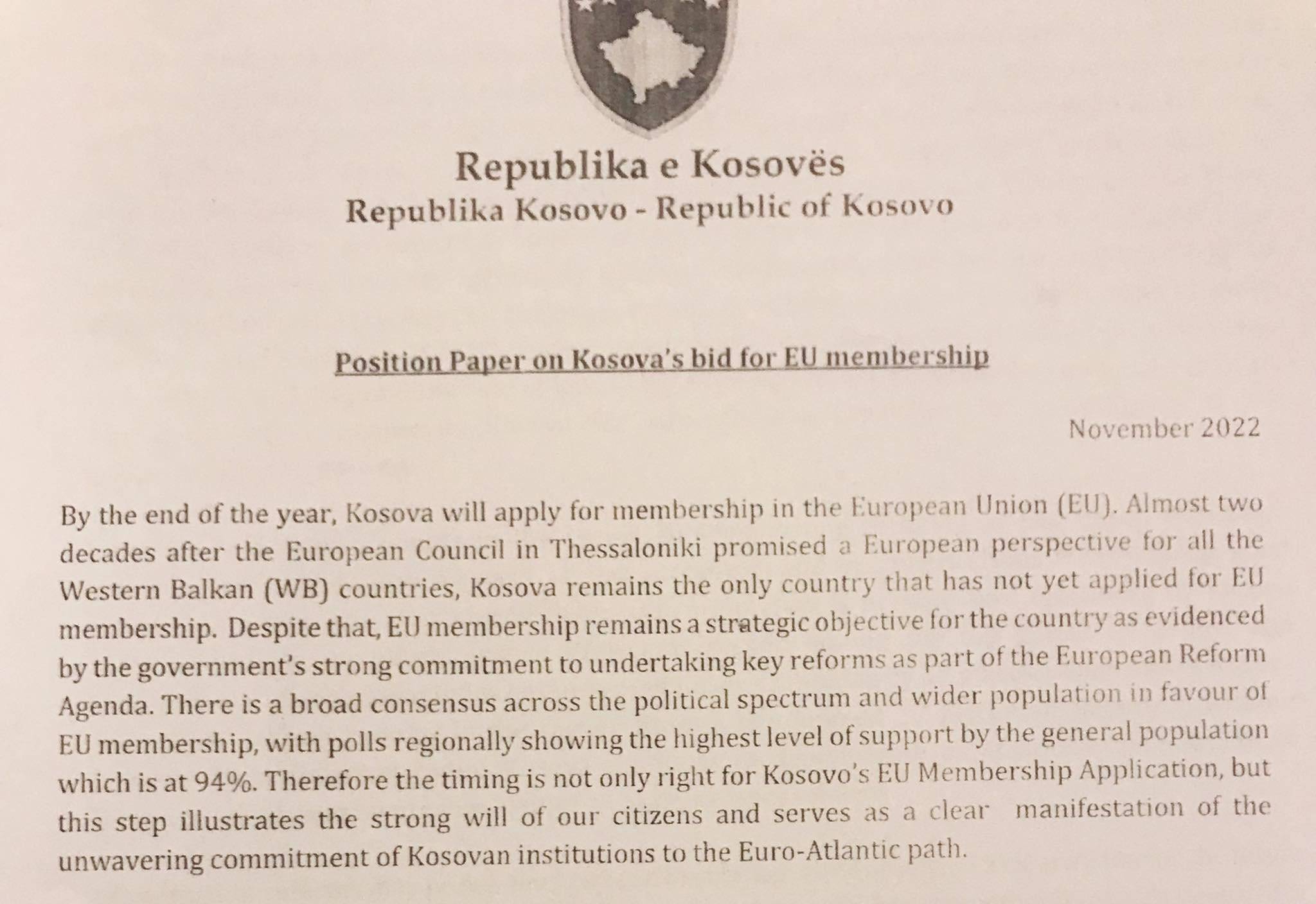 Kosova, AB Üyeliğine Başvurmaya Hazır