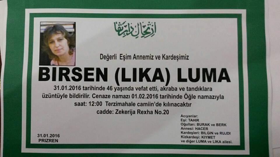Birsen Luma 46 Yaşında Vefat Etti