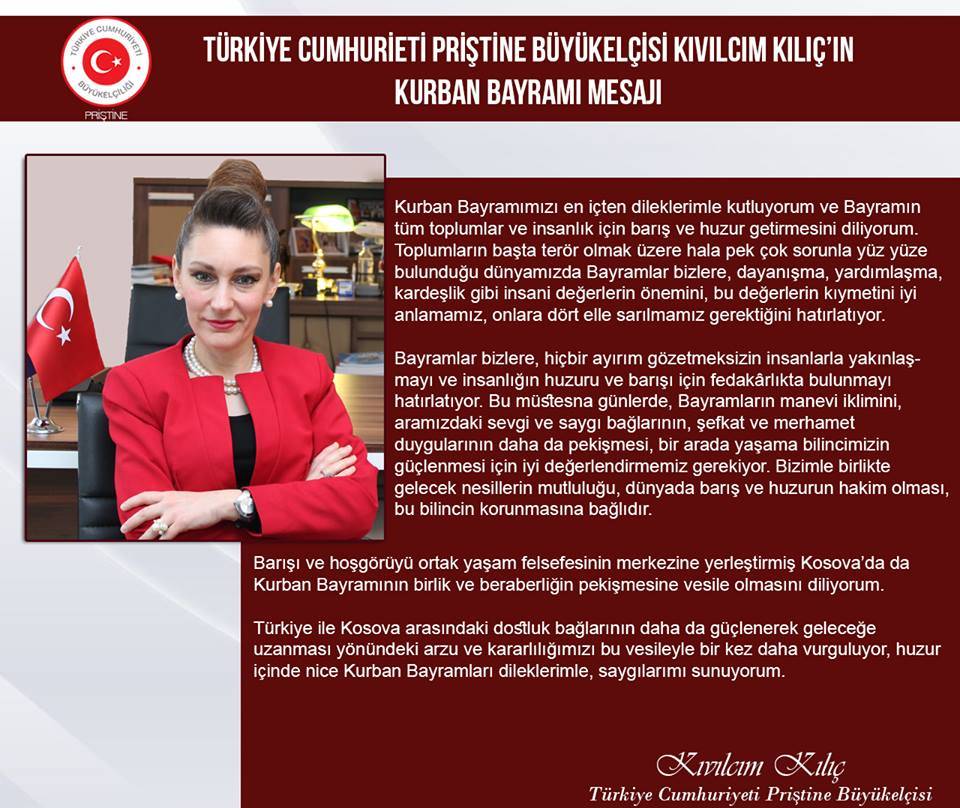 Büyükelçi Kılıç’ın Kurban Bayram Mesajı