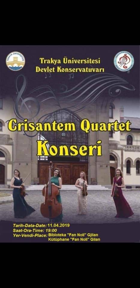 Perşembe Gilan’da Crisantem Quartet Topluluğu Konseri
