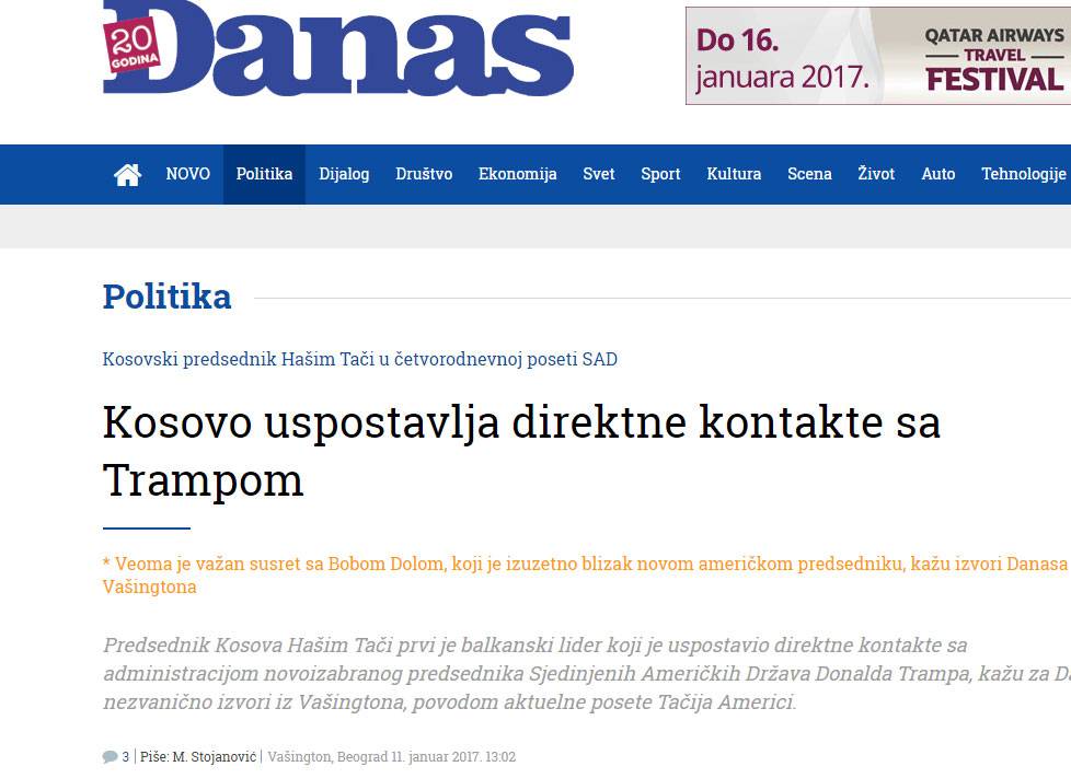 Sırbistan Alarmda: Thaçi, Trump Yönetimiyle Temasa Geçti