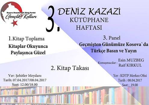 3. Deniz Kazazi Kütüphane Haftası Cuma 12:00-de Başlıyor