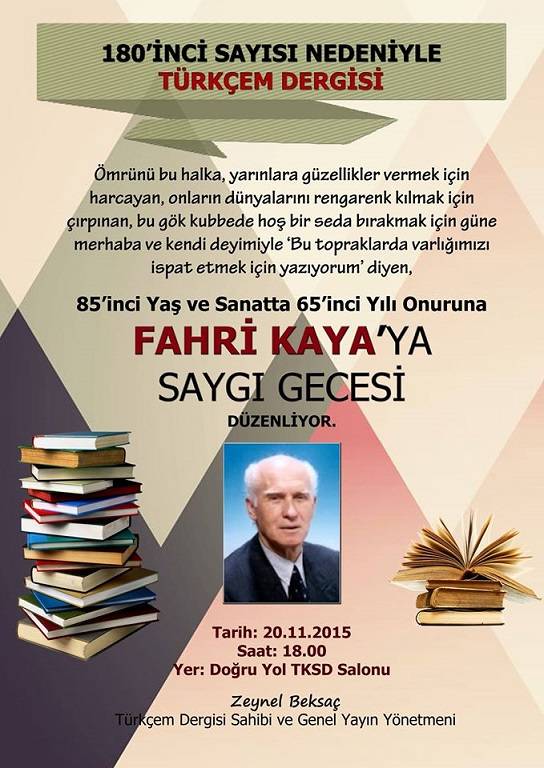 Fahri Kaya'ya Prizren'de Saygı Gecesi Düzenleniyor