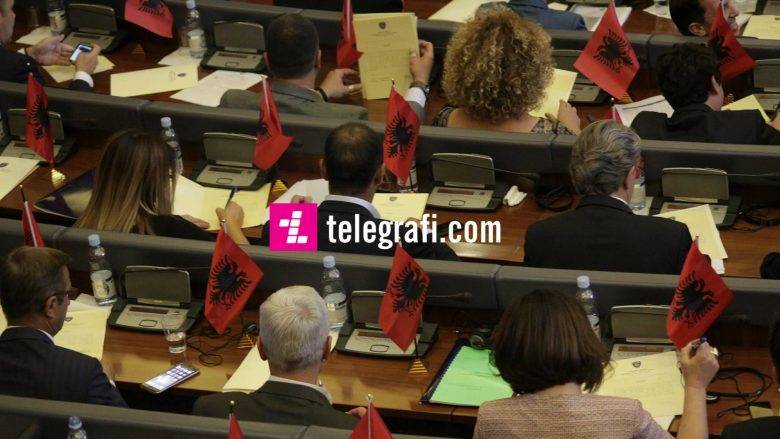 VV Milletvekilleri Meclis'te Arnavutluk Bayraklarıyla