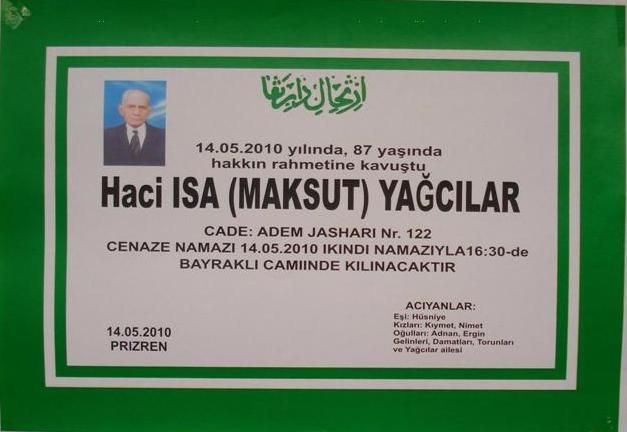 İsa Yağcılar Vefat Etti
