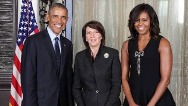 Jahjaga, Obama'nın Liderler Geleneksel Kabulüne Katıldı