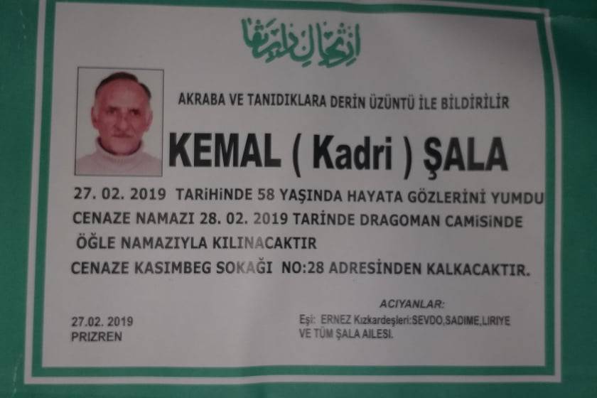 Kemal (Kadri) Şala Vefat Etti