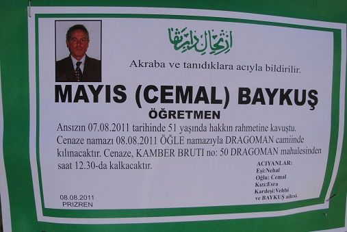 Öğretmen Mayıs (Cemal) Baykuş Vefat Etti