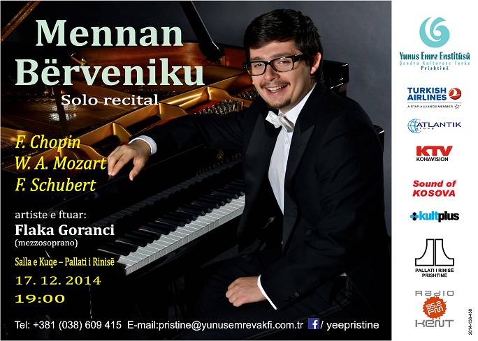 Mennan Bërveniku Solo Resitali Çarşamba 19.00'da