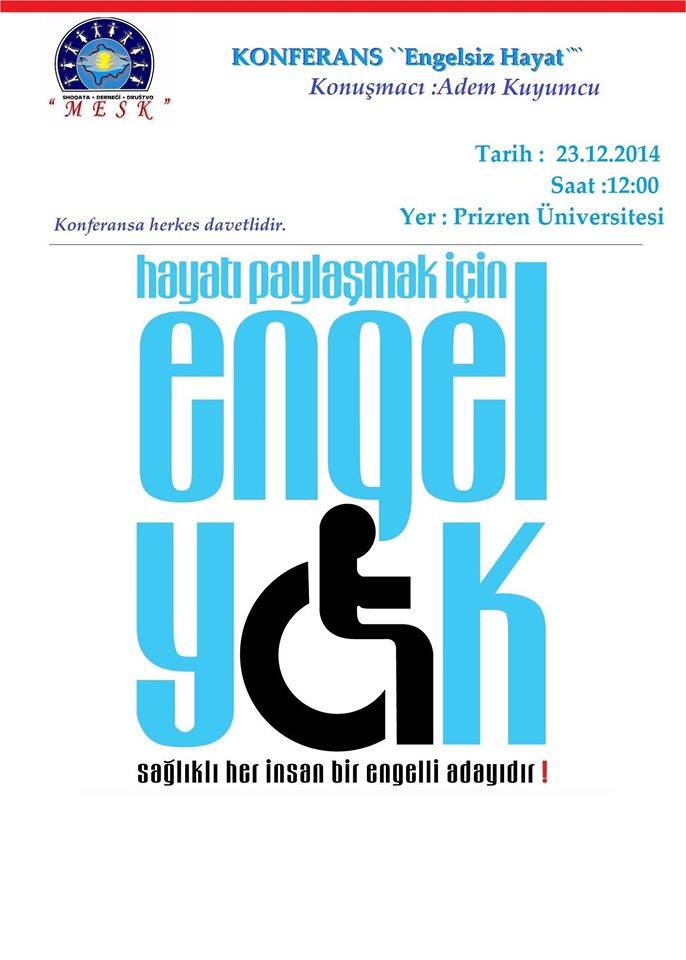 "Herkes İçin Engelsiz Hayat" Konferansı Salı Saat 12.00'de