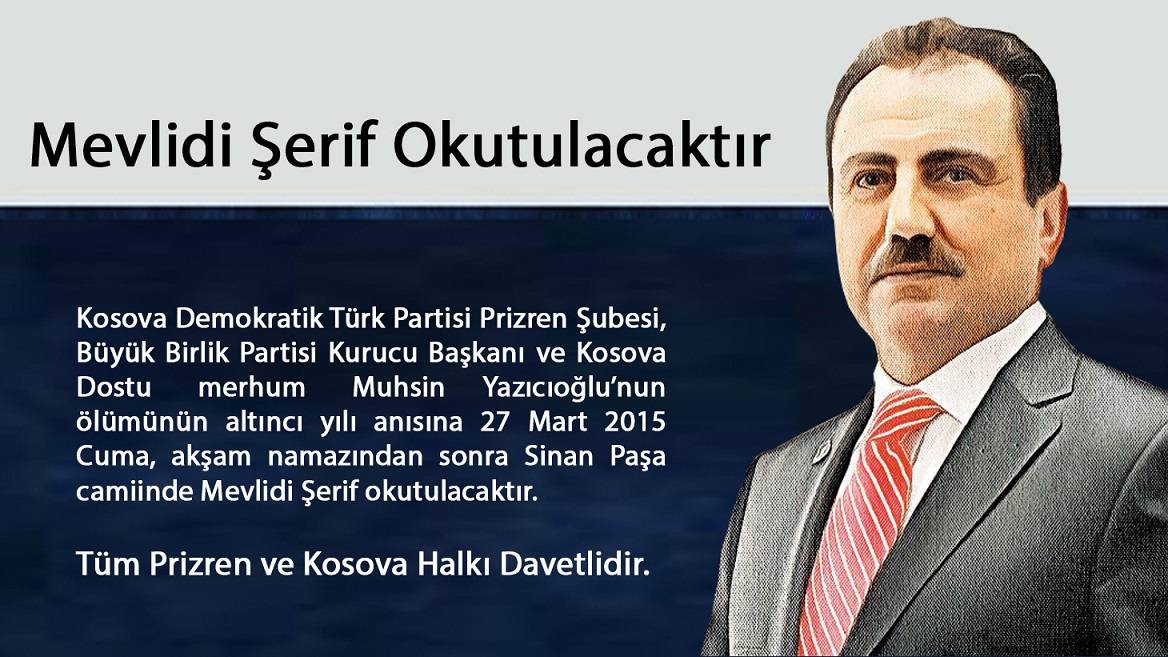 KDTP Muhsin Yazıcıoğlu'nu Mevlidle Anacak