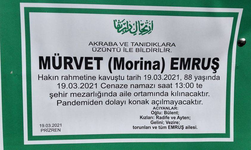 Mürvet Emruş Vefat Etti