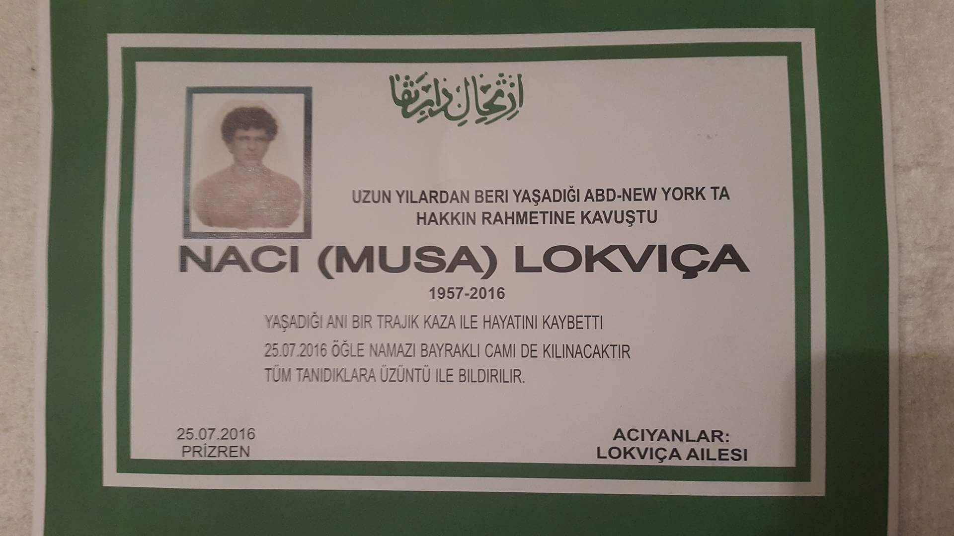 Naci Lokviça Bugün Toprağa Verilecek