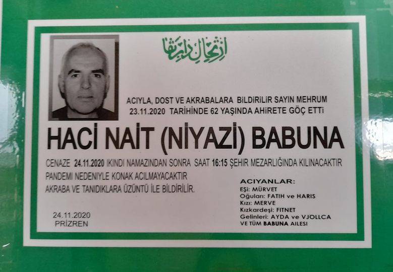 Nait Babuna Vefat Etti