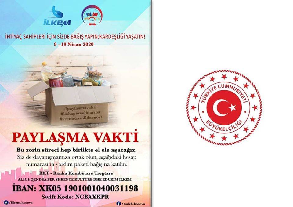 ‘Paylaşım Vakti’ Kampanyasına T.C.Priştine Büyükelçiliği’nden 75 Paket