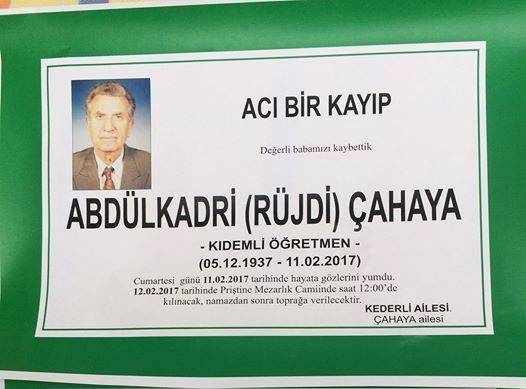 Priştine'de Türkçe Eğitimin Emektar Öğretmeni Vefat Etti