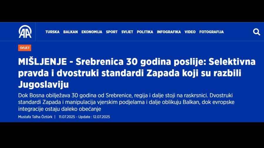 AA'nın Tartışmalı Srebrenitsa Yazızı Kaldırıldı 