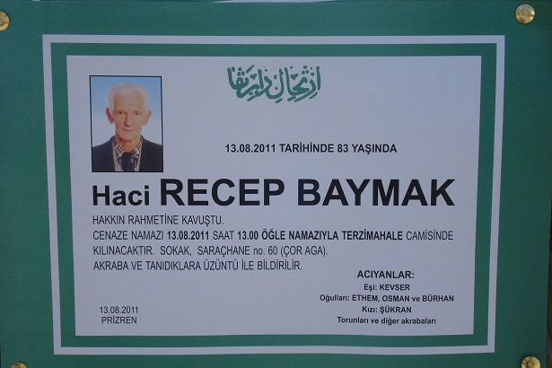 Haci Recep Baymak Vefat Etti