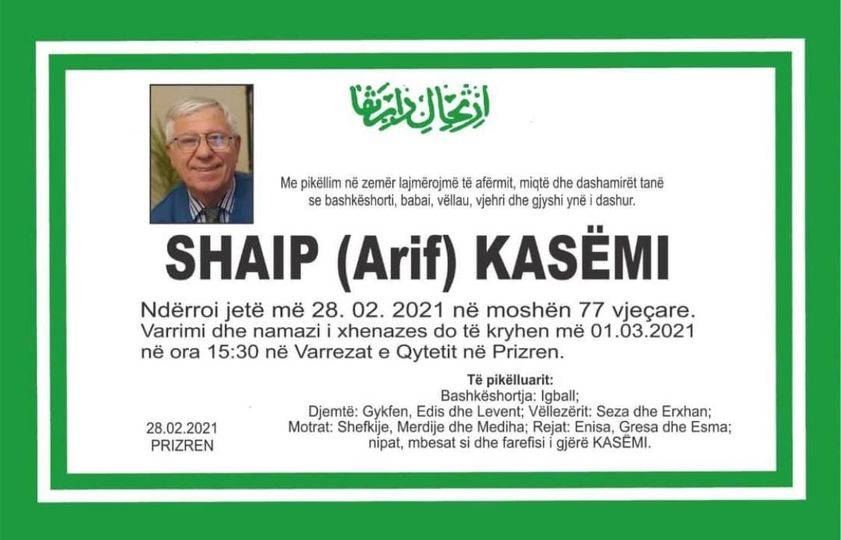 Shaip Kasëmi Vefat Etti