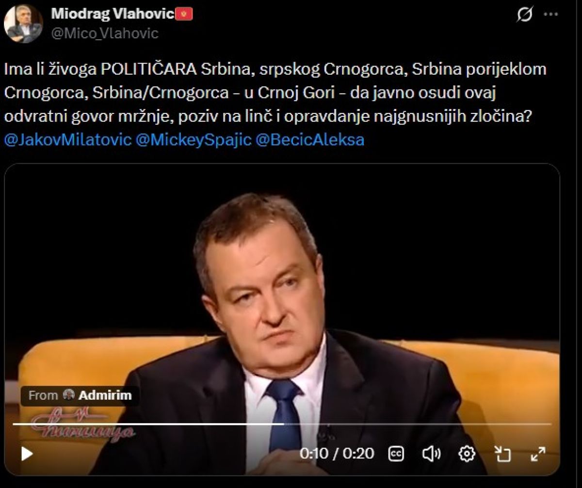 Vlahoviç’ten Daçiç'e Tepki: Bu Söylem Linç Çağrısı ve Savaş Suçlarını Meşrulaştırıyor