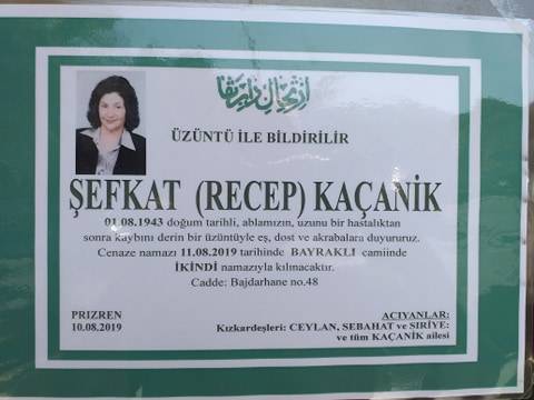 Şefkat (Recep) Kaçanik Vefat Etti