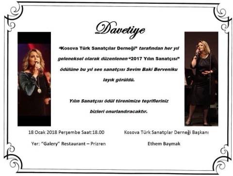 2017 Yılın Sanatçısı Sevim Baki Berveniku