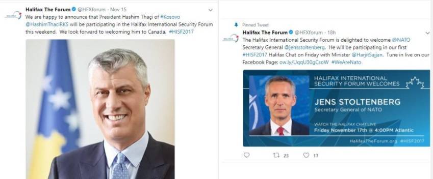 Thaçi ve Stoltenberg Halifax Forumunun Ana Konuşmacıları