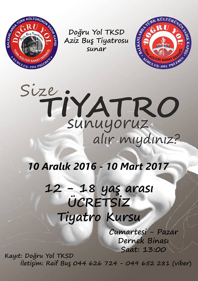 Doğru Yol Derneği'nde Tiyatro Kursu Başlıyor