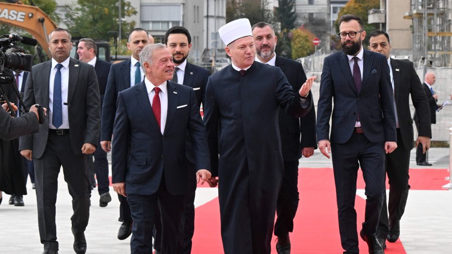 Ürdün Kralı ve Veliaht Prensi, Slovenya İslam Cemaati Müftüsü tarafından verilen resepsiyonda